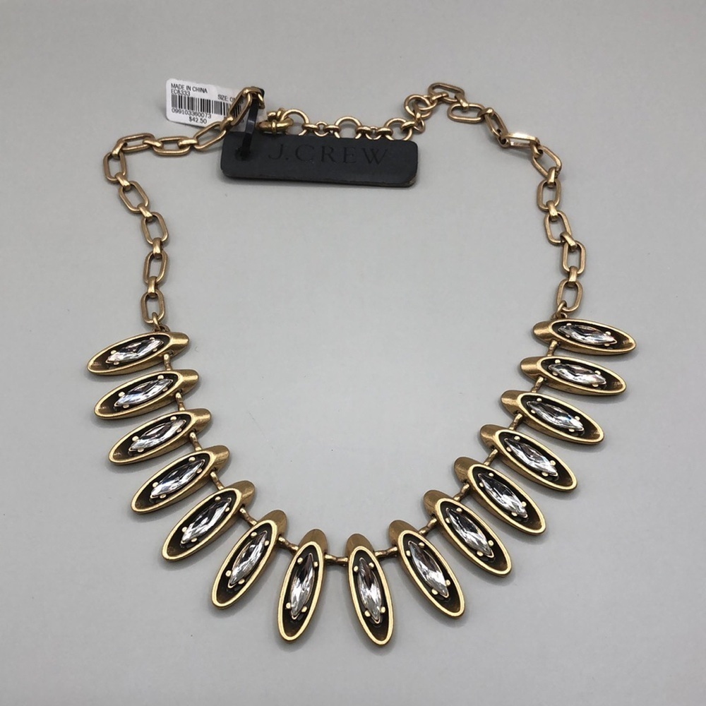 NWT J.Crew crystal elegant statement chain necklace modernist style dressy